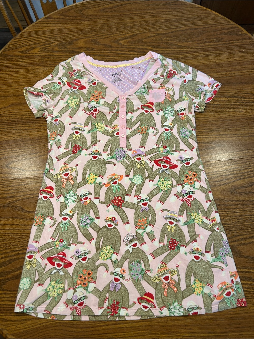 Nick & Nora  Short-Sleeve Sock Monkey Night Shirt/Night Gown